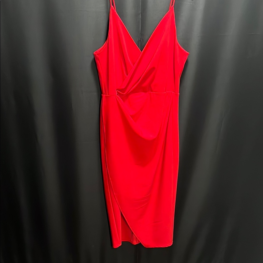 Betsey Johnson Red Ruched Midi Dress